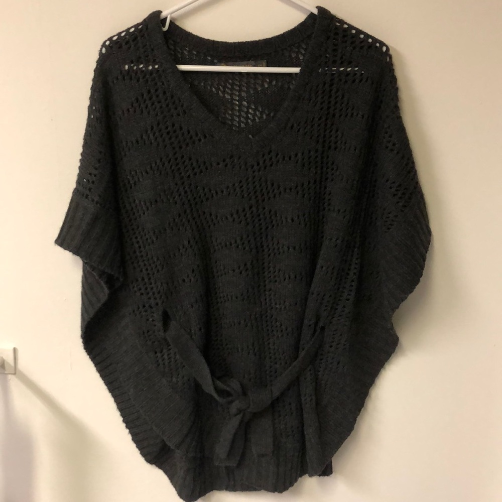 Poncho with waist tie